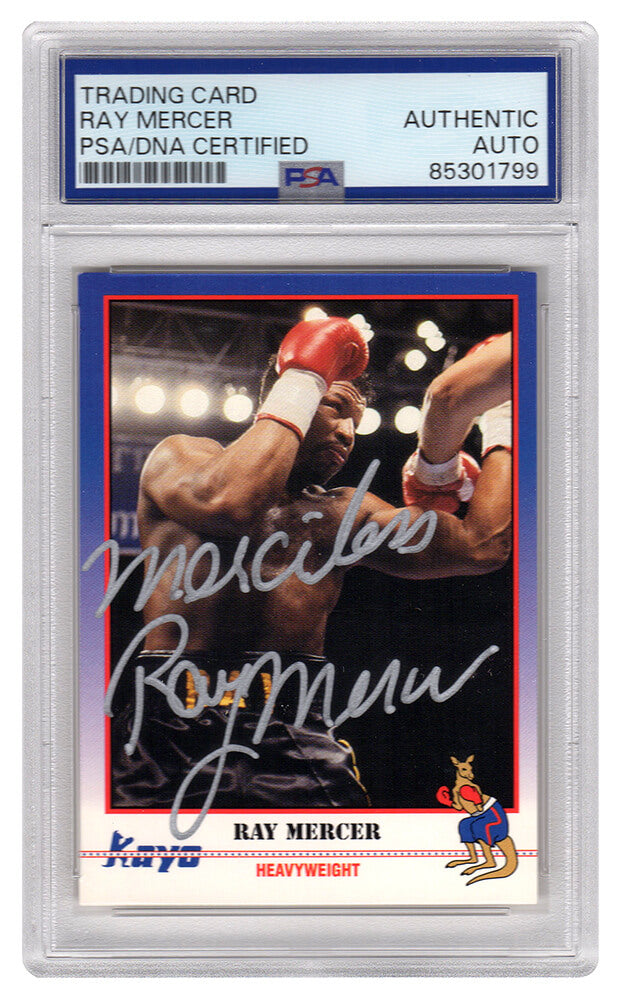 Ray Mercer Autographed 1991 Kayo Boxing Trading Card #117 with Merciless - (PSA Encapsulated)-Powers Sports Memorabilia