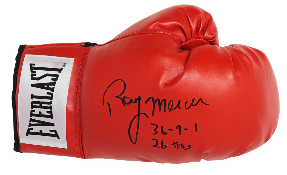 Ray Mercer Autographed Everlast Red Boxing Glove with 36-7-1, 26 KO's-Powers Sports Memorabilia