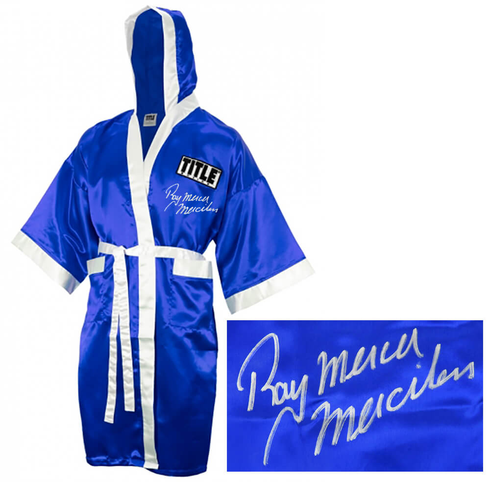 Ray Mercer Autographed Title Blue With White Trim Boxing Robe w/ Merciless