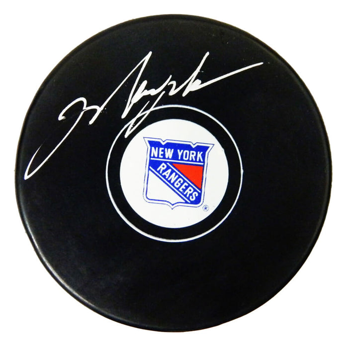 Mark Messier Autographed New York Rangers Logo Hockey Puck-Powers Sports Memorabilia