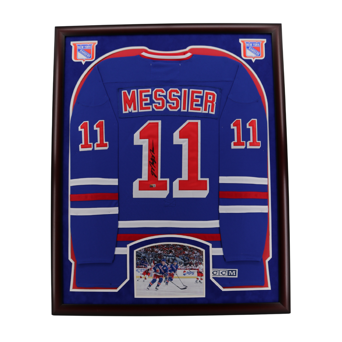 Mark Messier New York Rangers Signed Elite Framed Blue Custom Jersey