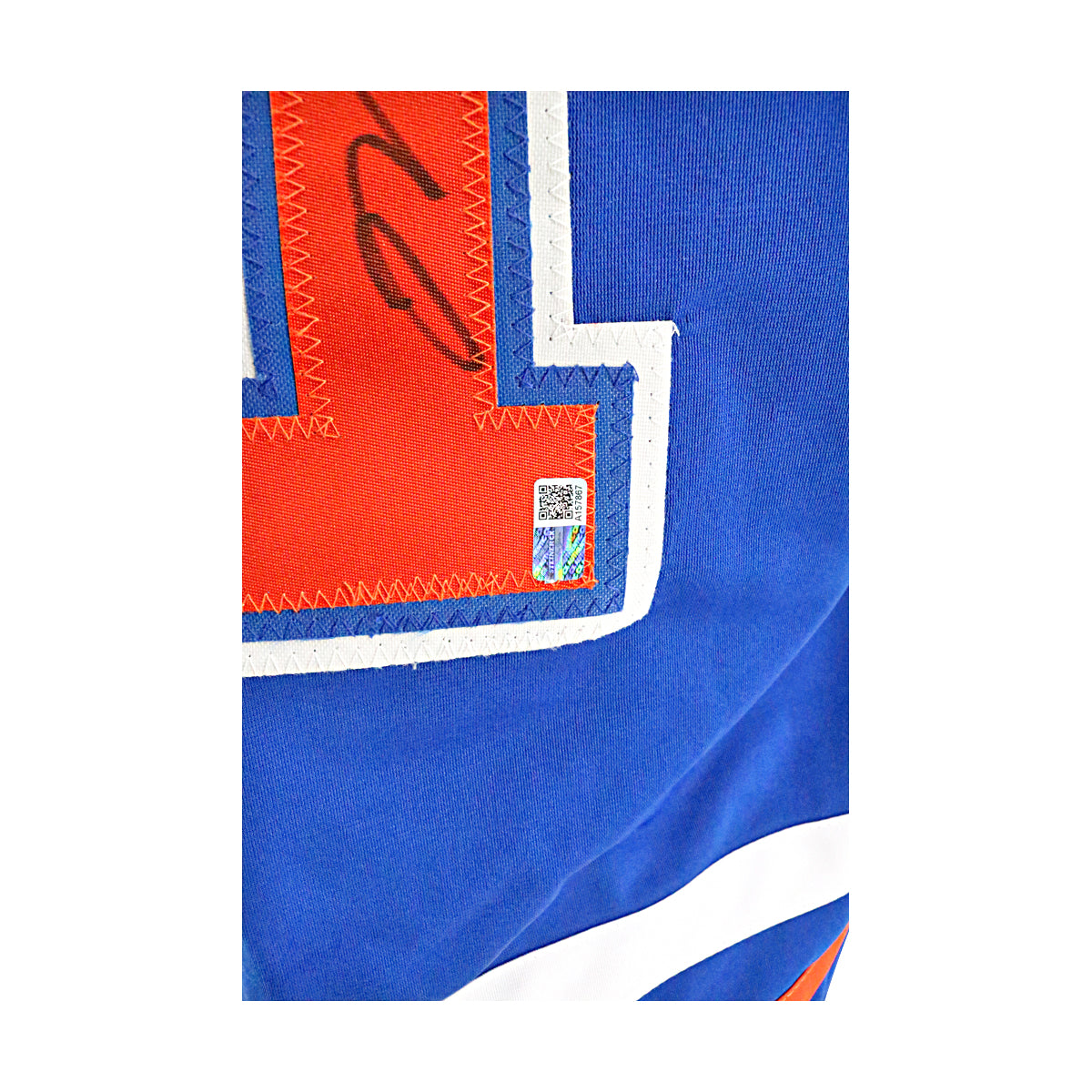 Mark Messier Edmonton Oilers Signed Pro Style Blue Jersey - Size Small-Powers Sports Memorabilia