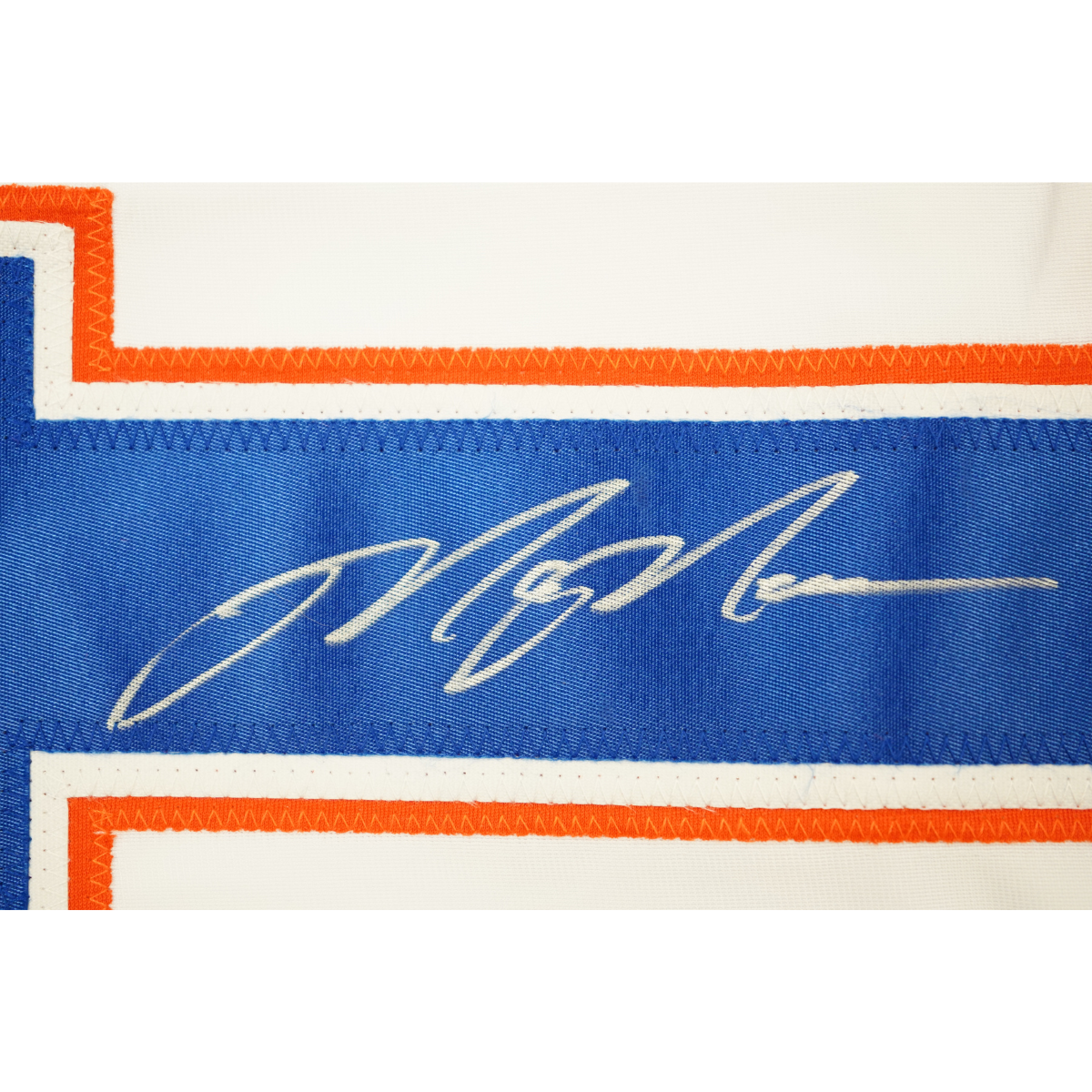 Mark Messier Edmonton Oilers Signed Pro Style White Jersey-Powers Sports Memorabilia