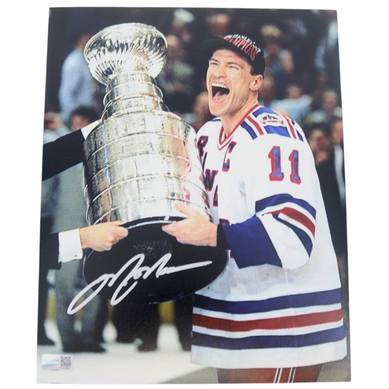 Mark Messier New York Rangers 8x10 Signed with Cup Signed in Silver Photo-Powers Sports Memorabilia