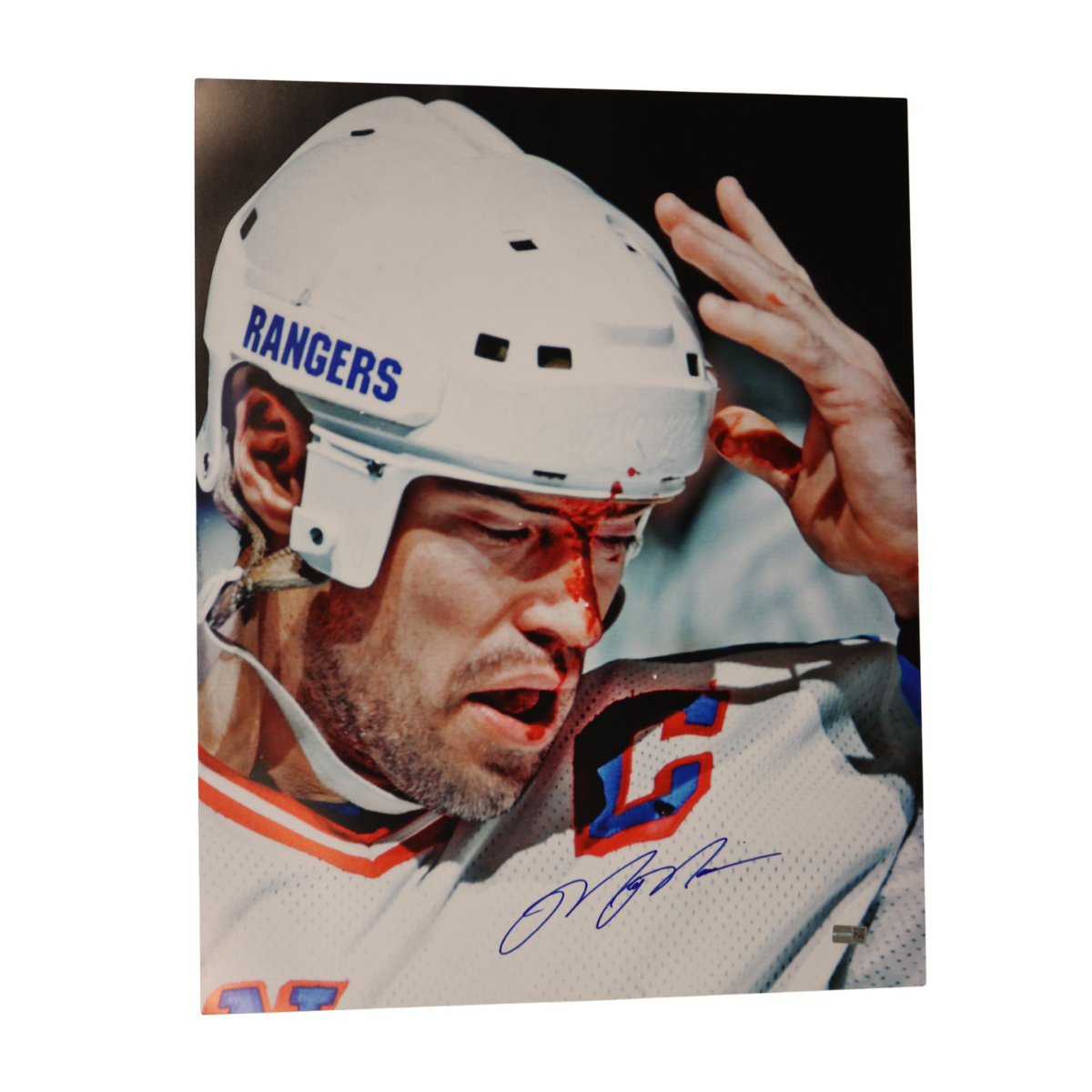 Mark Messier New York Rangers Signed 16x20 Blood Photo-Powers Sports Memorabilia