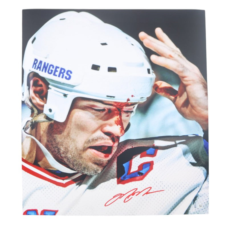 Mark Messier New York Rangers 16x20 Signed Blood Signed in Red Photo-Powers Sports Memorabilia