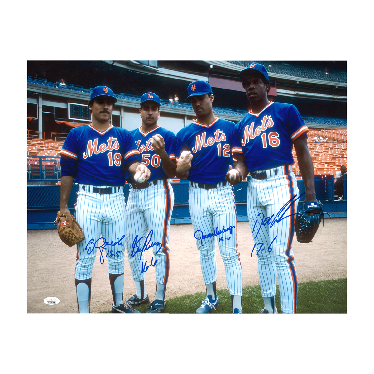 New York Mets Signed 1986 Pitching Rotation Multi Signed Signed Inscribed 16x20 Photo (JSA COA)-Powers Sports Memorabilia