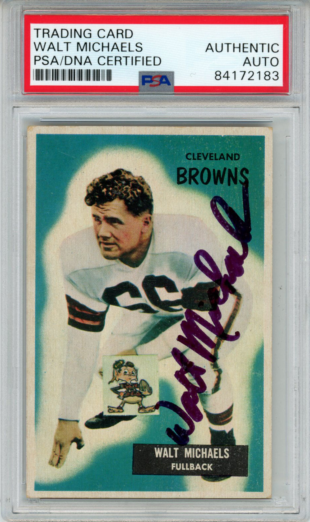 Walt Michaels Cleveland Browns Signed Card - 1955 Bowman #146 PSA Slab PSA-Powers Sports Memorabilia