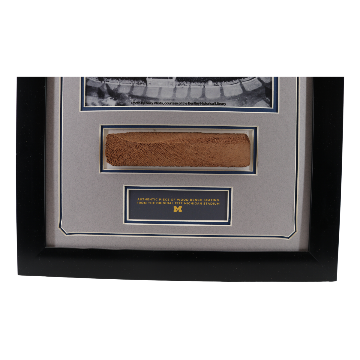 Michigan Wolverines Authentic 1927 Seven Inch Big House Bench Seat 17x20 Frame-Powers Sports Memorabilia
