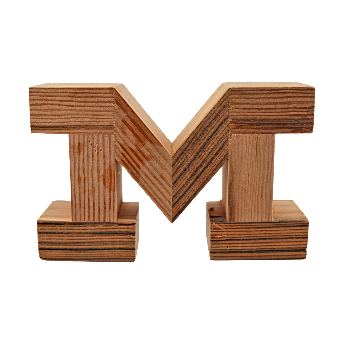 University of Michigan 3x5 Wood Block M Made from 1927 Authentic Bleacher Seat-Powers Sports Memorabilia