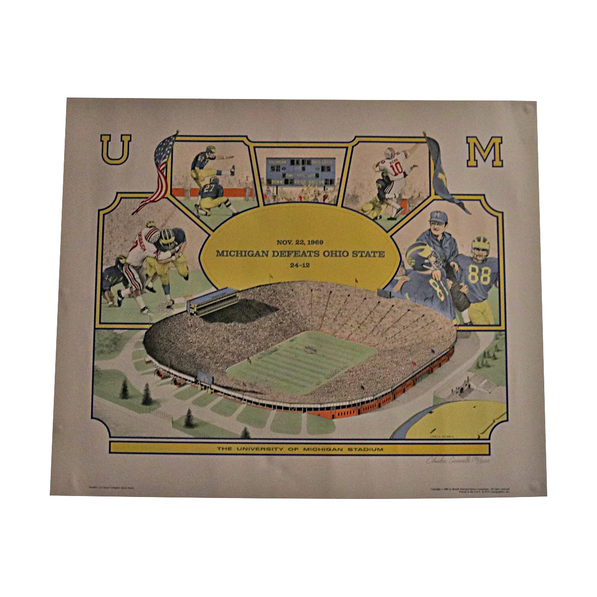 Michigan Defeats Ohio State 24 12, Nov 22 1969 20x24 Art Print LE 796/3000-Powers Sports Memorabilia