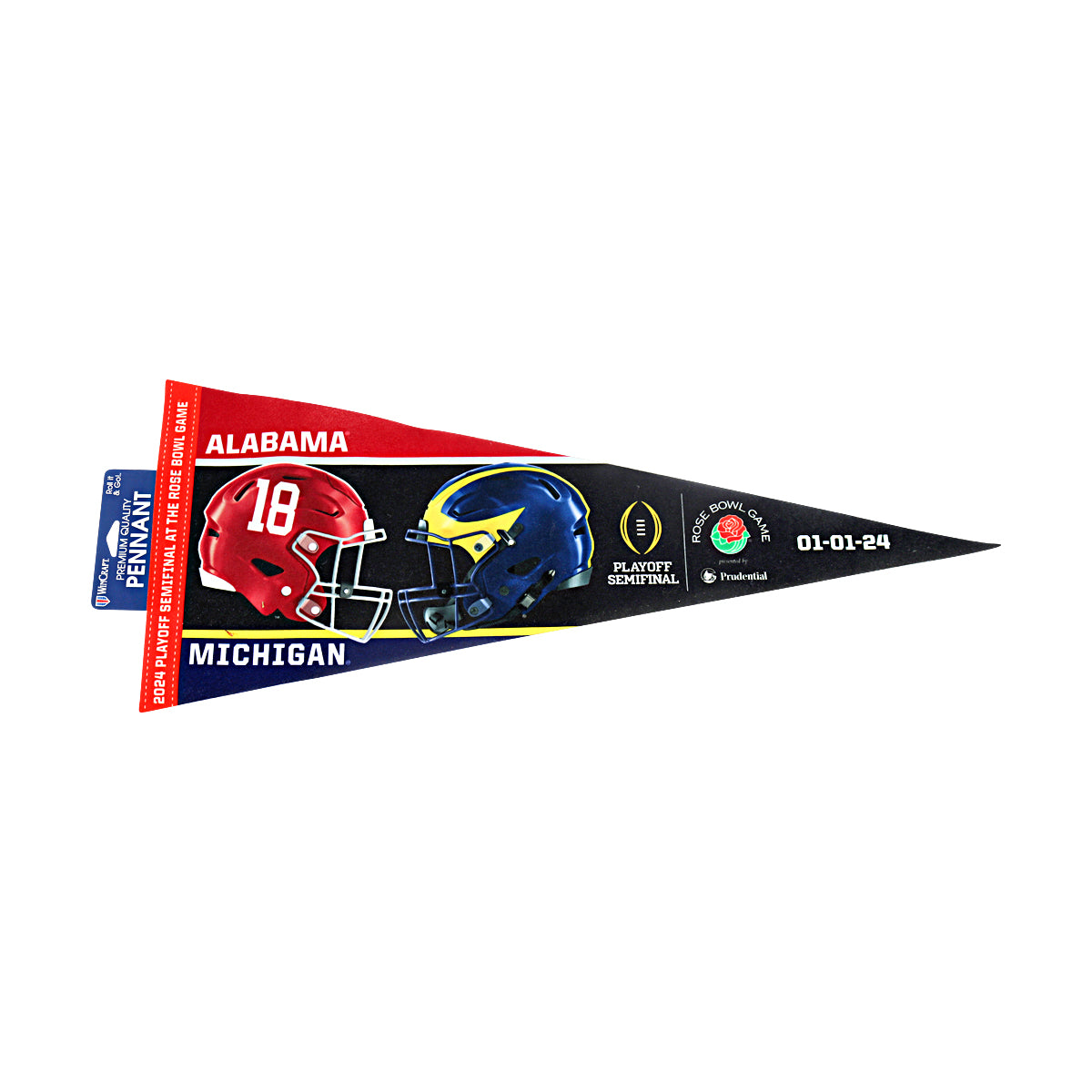 Michigan vs Alabama 1/1/24 Rose Bowl College Football Semifinals 12x29 Pennant-Powers Sports Memorabilia