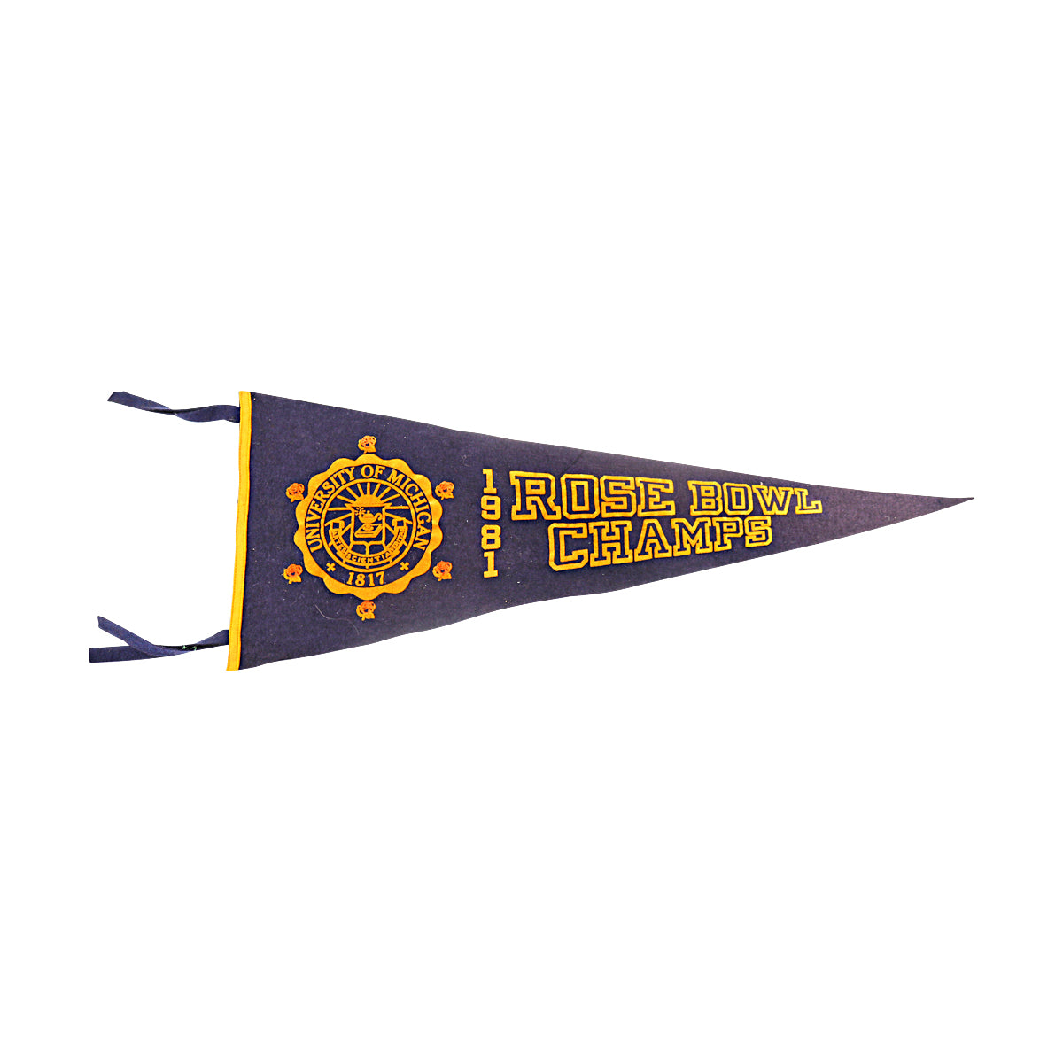 University of Michigan Wool Vintage Pennant 1981 Rose Bowl Champs Vintage Wool 11x28 Pennant RARE-Powers Sports Memorabilia