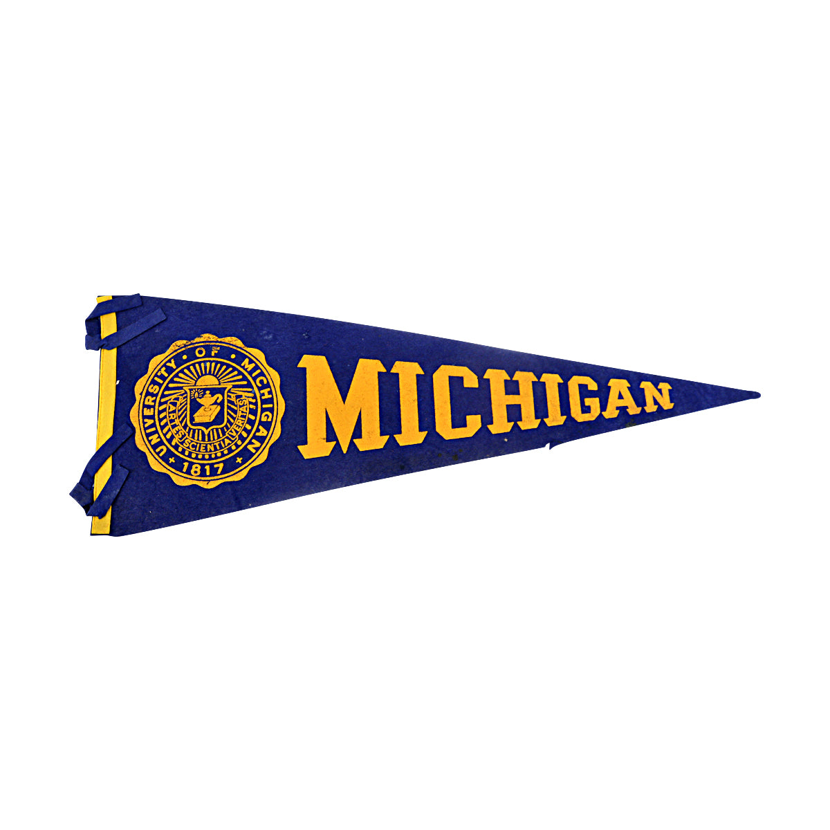 University of Michigan Weathered 1817 Crest Wool Vintage 11x29 Pennant-Powers Sports Memorabilia