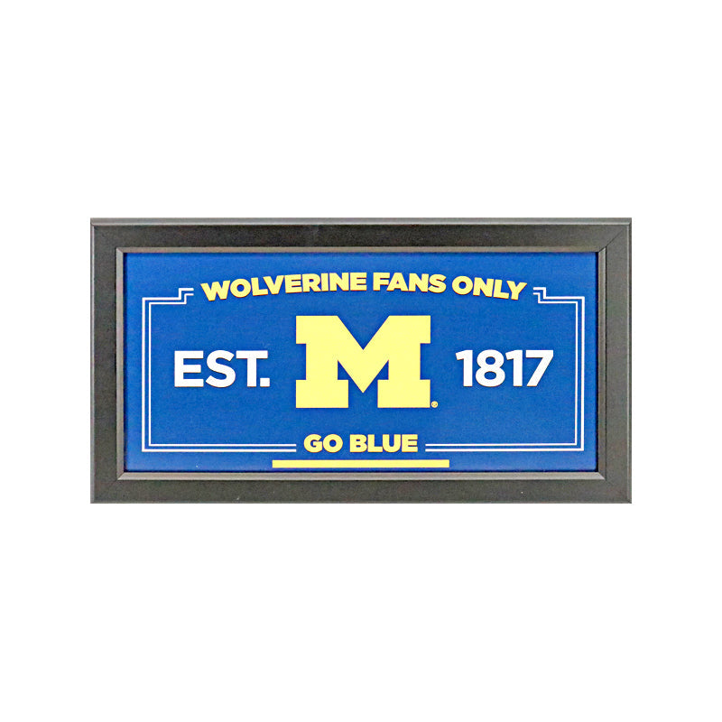 University of Michigan 10"x20" Framed Man Cave Sign-Powers Sports Memorabilia