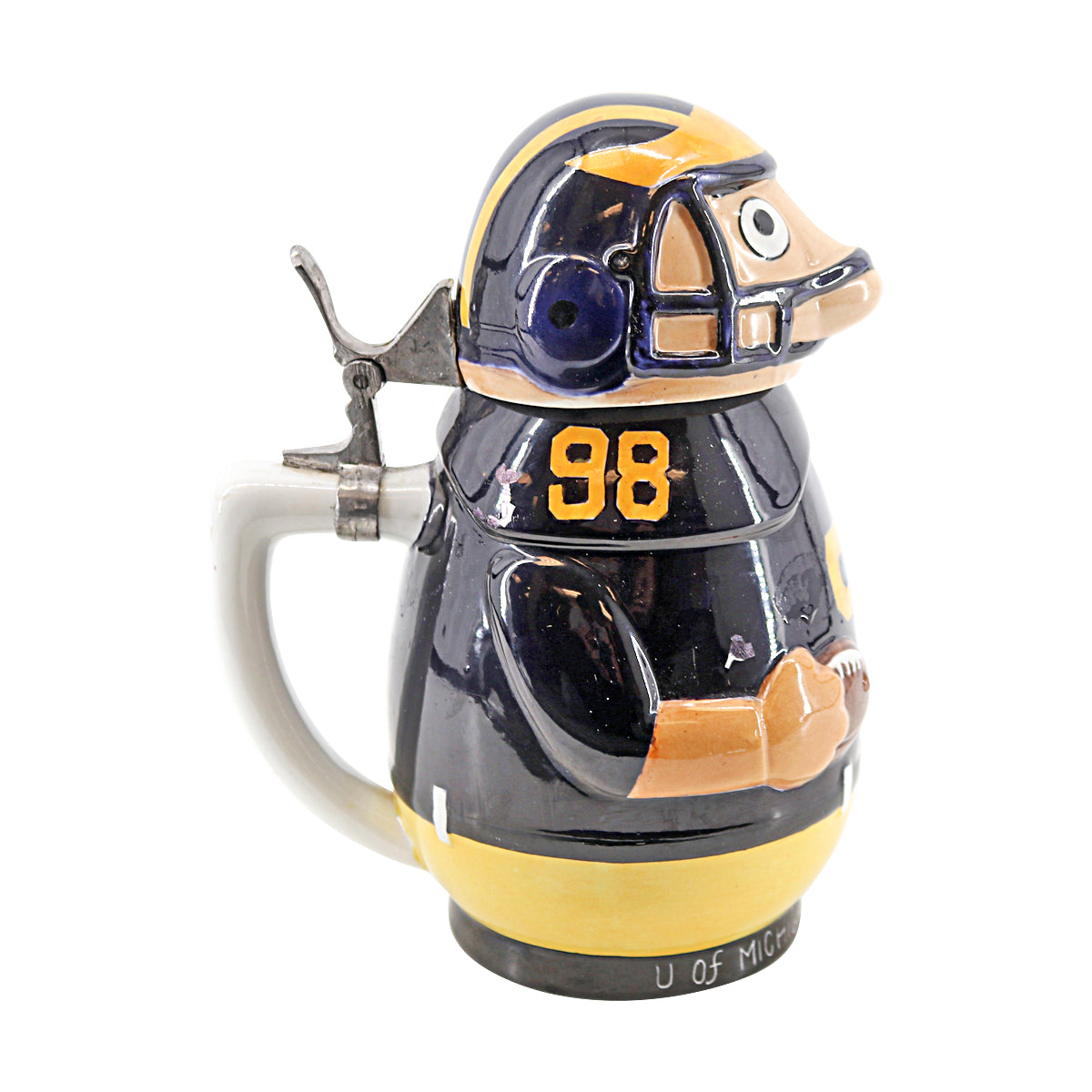 University of Michigan Wolverines' Vintage Football Player Character 8 Lidded Stein-Powers Sports Memorabilia