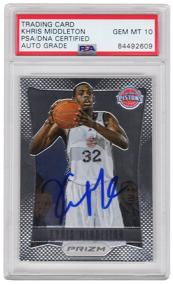 Khris Middleton Autographed Detroit Pistons 2012 Panini Prizm Rookie Card #285 (PSA/DNA Encapsulated - Auto Grade 10)-Powers Sports Memorabilia