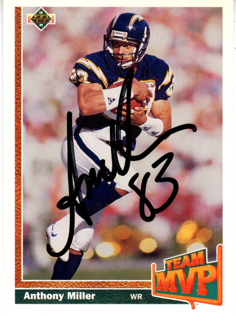 Anthony Miller San Diego Chargers Signed Card - 1991 Upper Deck #474 Beckett Beckett-Powers Sports Memorabilia
