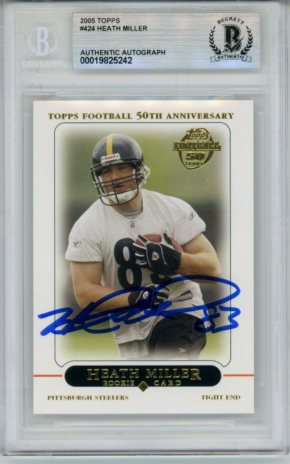 Heath Miller 2005 Topps #424 Trading Signed Card Slab-Powers Sports Memorabilia