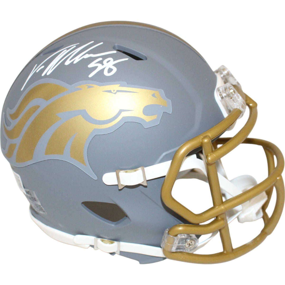 Von Miller Signed Denver Broncos Slate Mini Helmet – Beckett Authenticated-Powers Sports Memorabilia