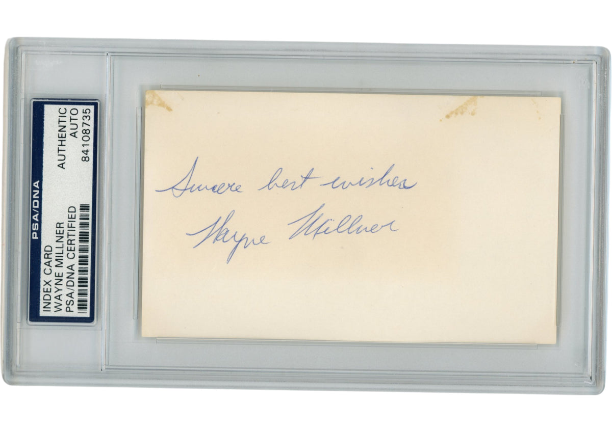 Wayne Millner Washington Redskins Signed Mini Helmet - Index Insc. Slab PSA PSA-Powers Sports Memorabilia