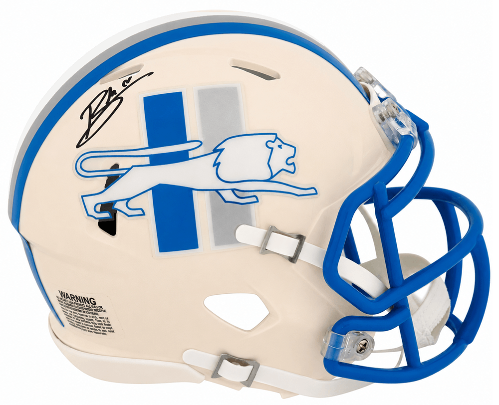 Blake Miller Autographed Detroit Lions RETRO Riddell Speed Mini Helmet-Powers Sports Memorabilia