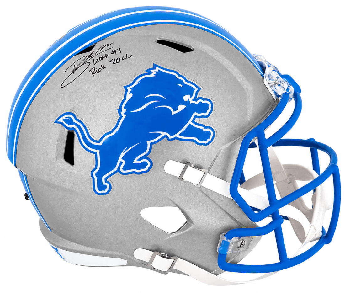 Blake Miller Autographed Detroit Lions Riddell Full Size Speed Replica Helmet with Lions #1 Pick 2026-Powers Sports Memorabilia