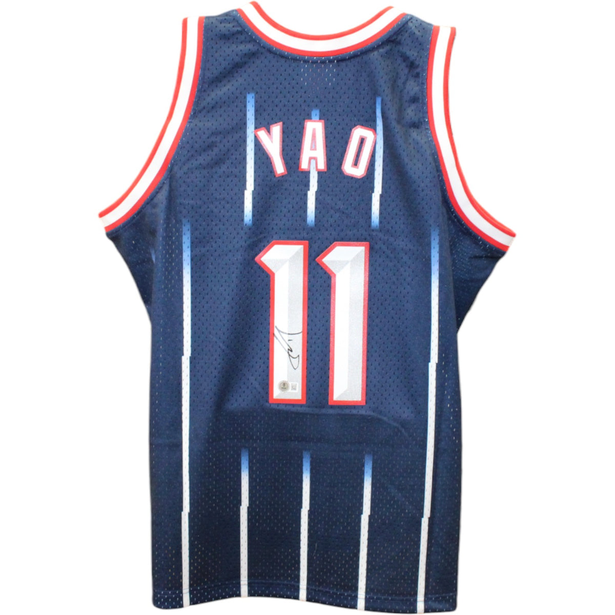 Yao Ming Texas Rangers Signed Jersey - Houston Rockets Mitchell & Ness Navy Beckett Beckett-Powers Sports Memorabilia