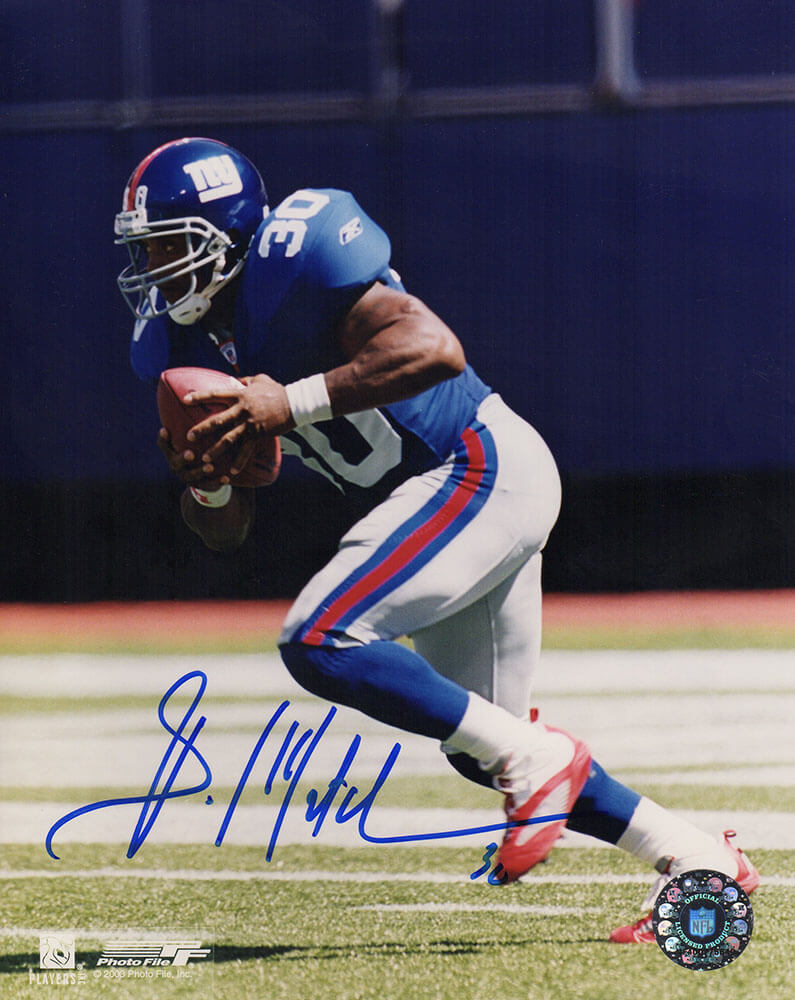 Brian Mitchell Autographed New York Giants Blue Jersey Action 8x10 Photo-Powers Sports Memorabilia