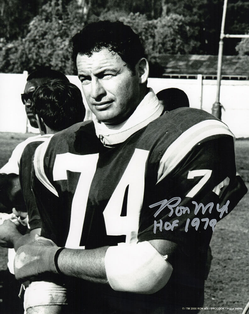 Ron Mix Los Angeles Chargers Autographed B&W Close Up 8x10 Photo w/ HOF 1979-Powers Sports Memorabilia