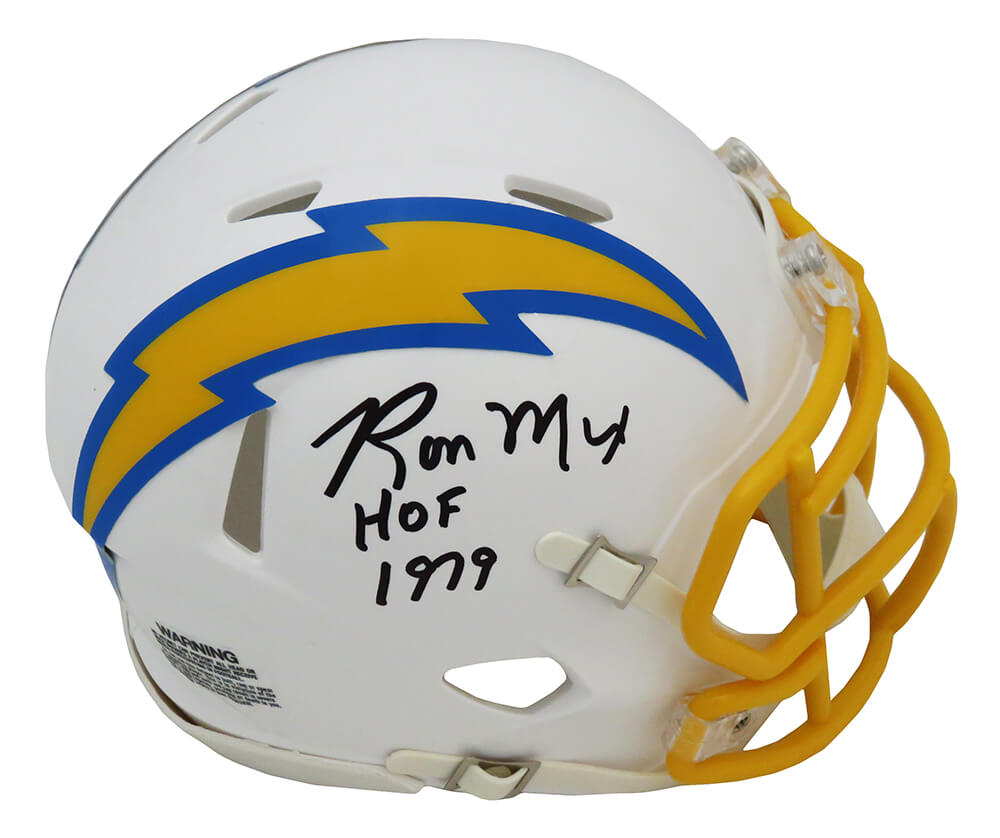Ron Mix Autographed Chargers Riddell Speed Mini Helmet with HOF 1979-Powers Sports Memorabilia