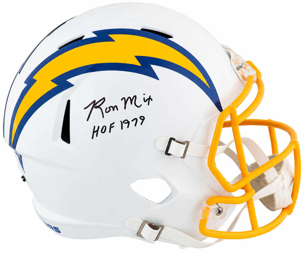 Ron Mix Autographed Chargers Color Rush Royal Blue Riddell Full Size Speed Replica Helmet with HOF'79-Powers Sports Memorabilia