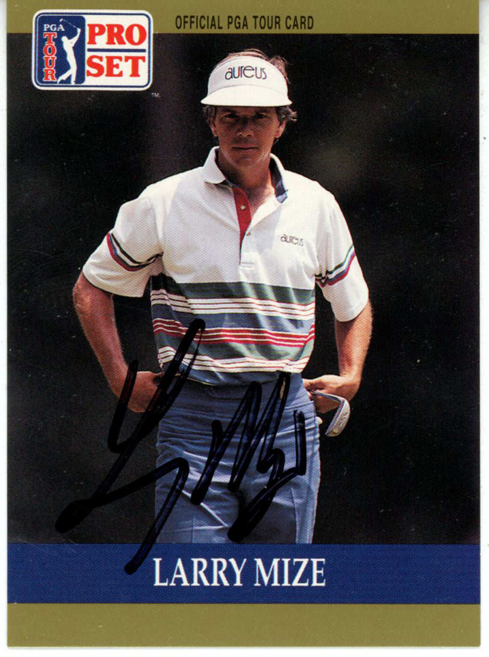 Larry Mize Pga Signed Card - 1990 Pro Set #34 Beckett Beckett-Powers Sports Memorabilia