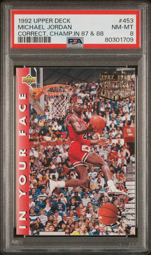 Michael Jordan 1992 Upper Deck Champ 1987 & 1988 Card #453 Graded PSA 8-Powers Sports Memorabilia