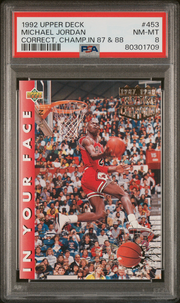 Michael Jordan 1992 Upper Deck Champ 1987 & 1988 Card #453 Graded PSA 8-Powers Sports Memorabilia