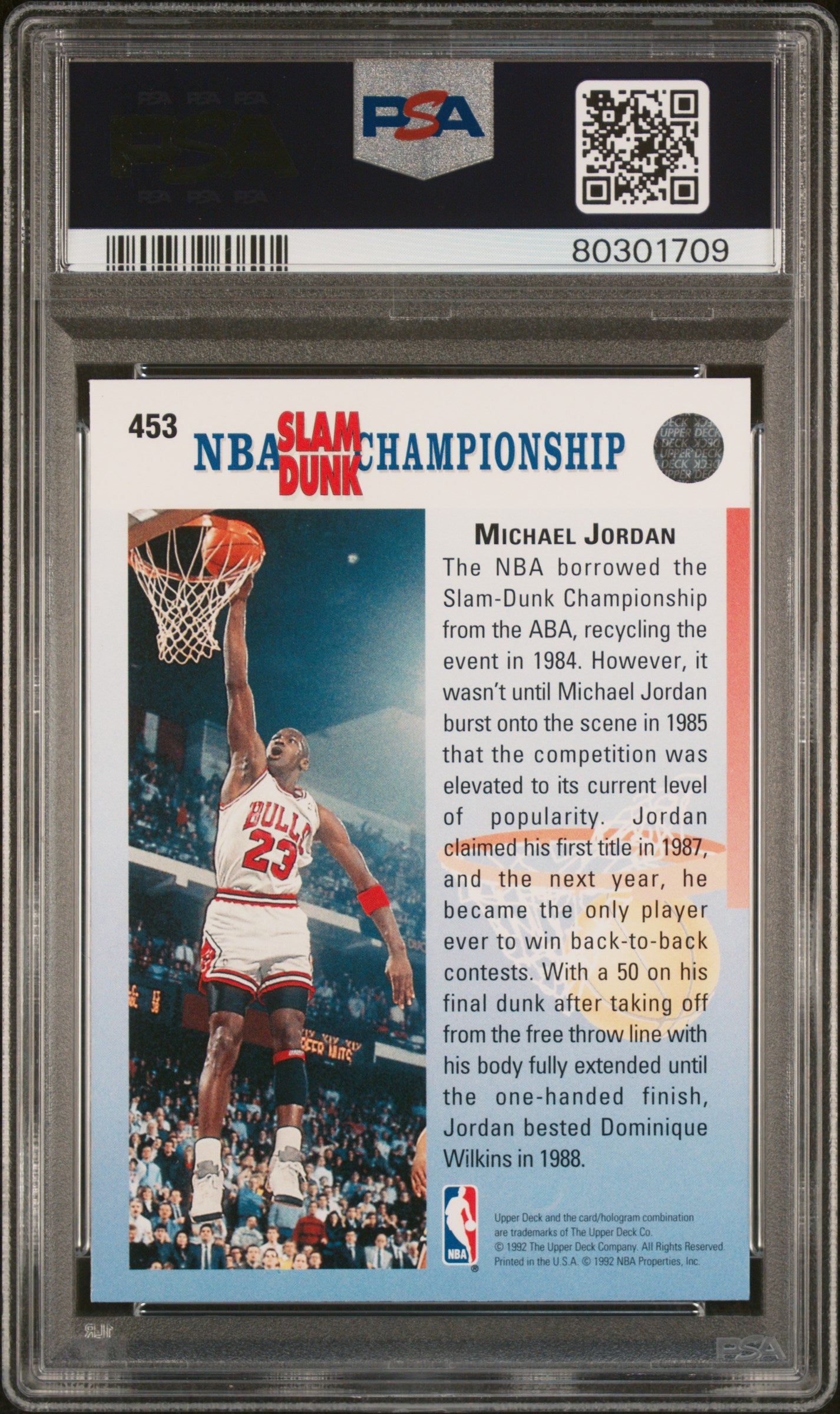 Michael Jordan 1992 Upper Deck Champ 1987 & 1988 Card #453 Graded PSA 8-Powers Sports Memorabilia
