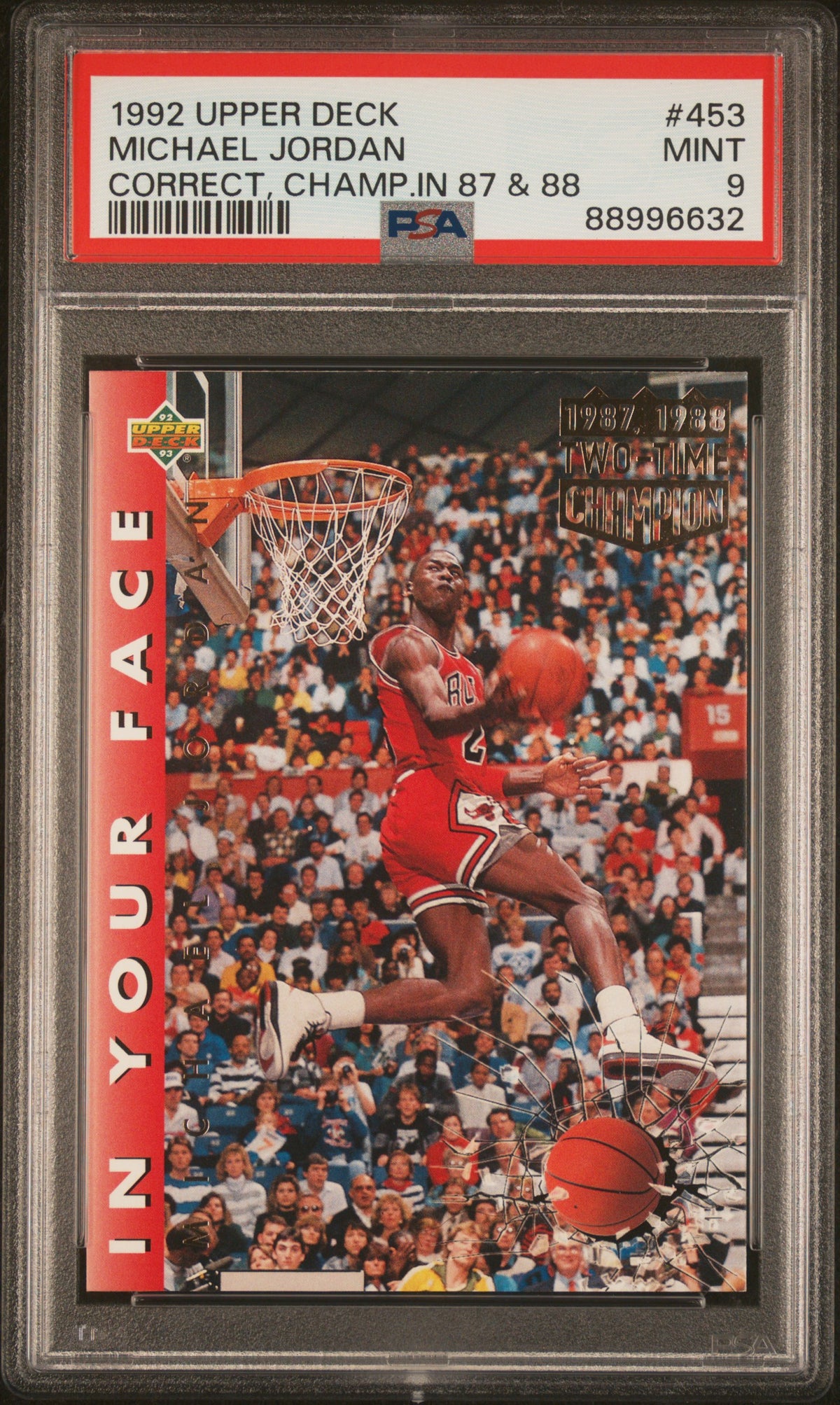 Michael Jordan 1992 Upper Deck Champ 1987 &amp; 1988 Card #453 Graded PSA 9-Powers Sports Memorabilia