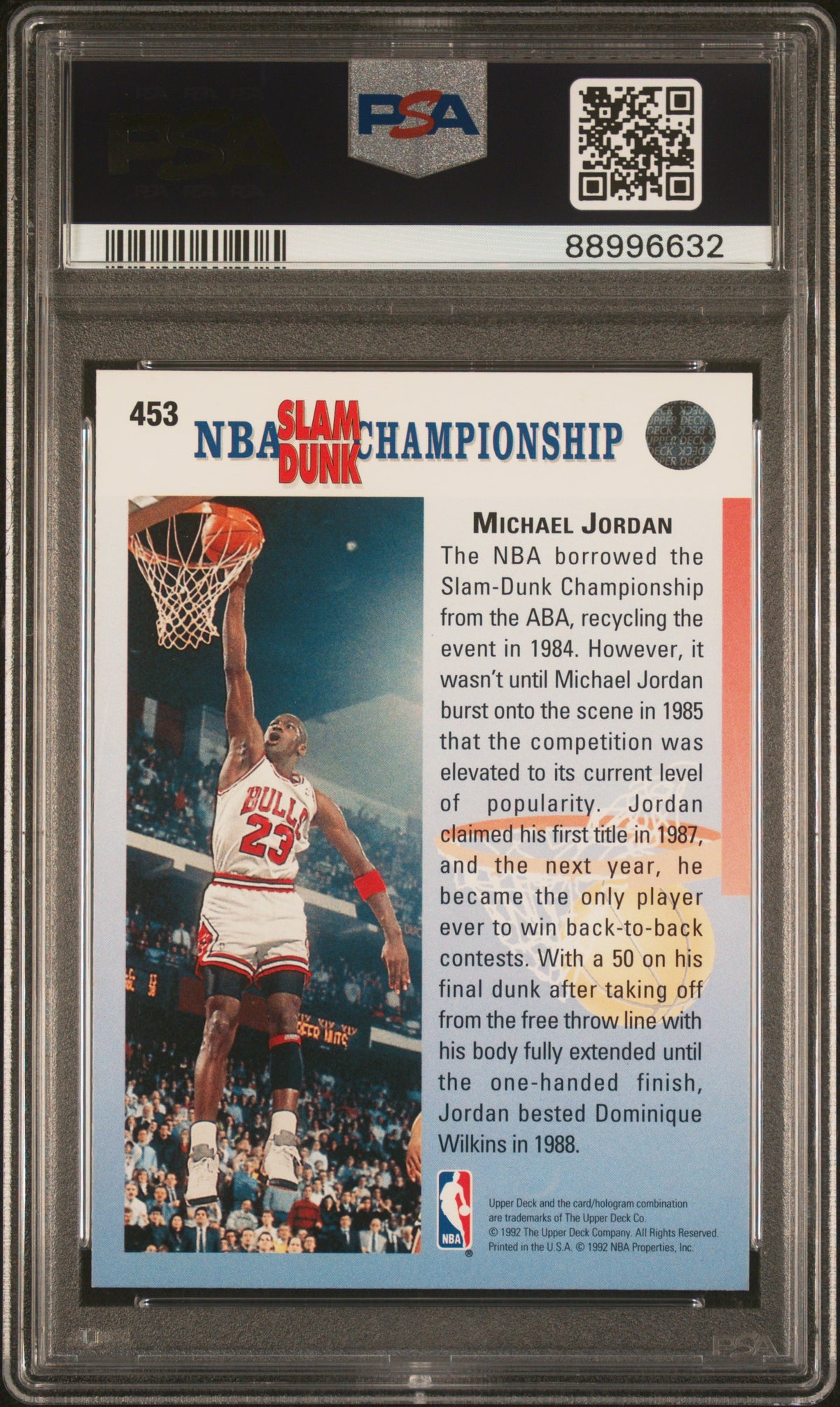 Michael Jordan 1992 Upper Deck Champ 1987 &amp; 1988 Card #453 Graded PSA 9-Powers Sports Memorabilia