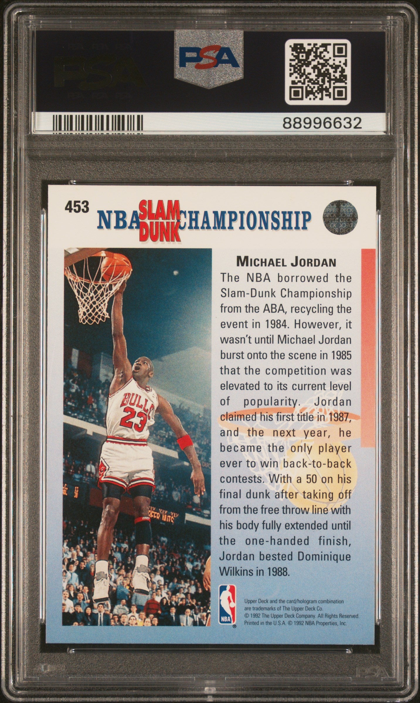 Michael Jordan 1992 Upper Deck Champ 1987 & 1988 Card #453 Graded PSA 9-Powers Sports Memorabilia