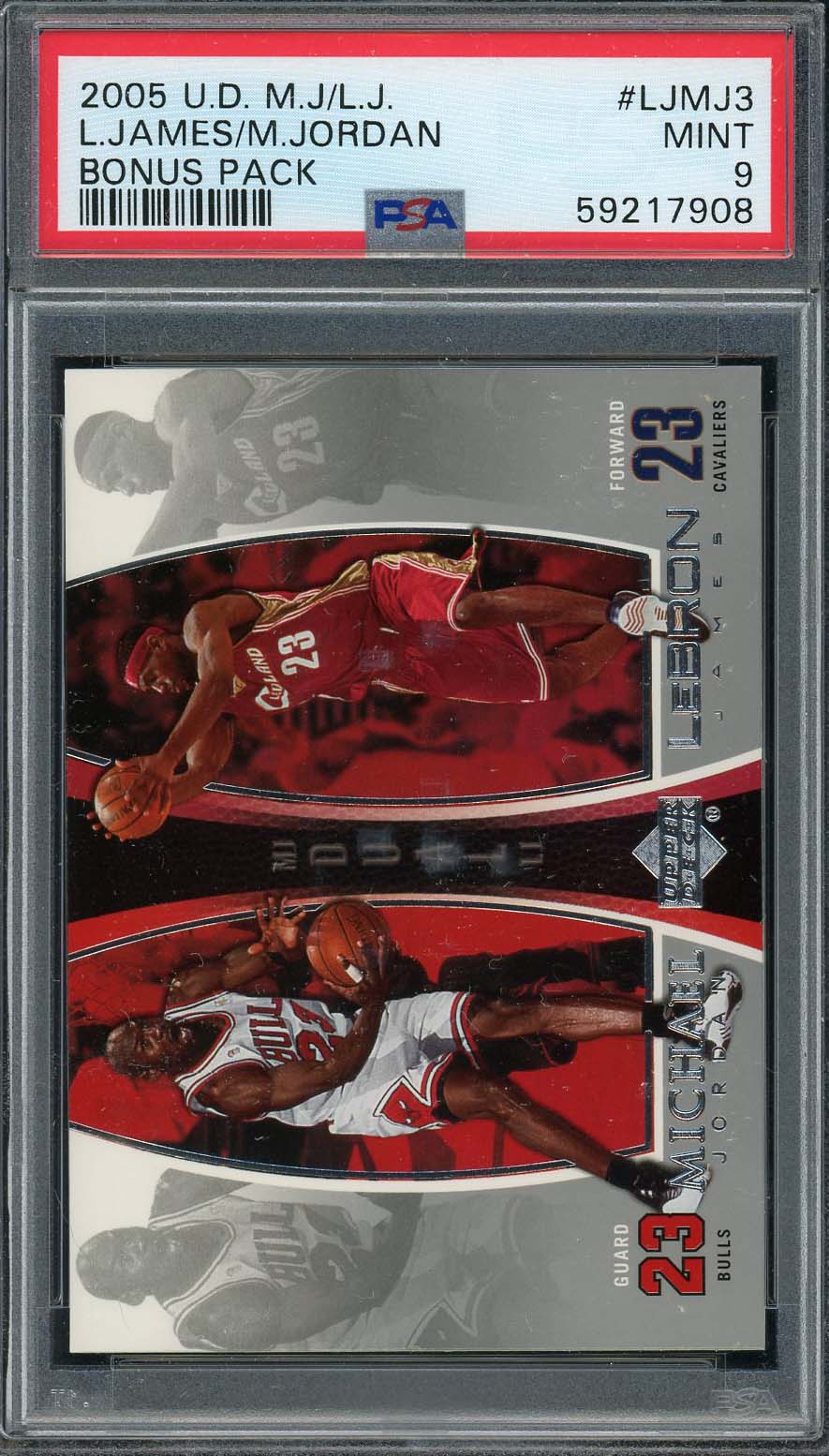 LeBron James Michael Jordan 2005 Upper Deck Bonus Pack Card #LJMJ3 PSA 9 MINT-Powers Sports Memorabilia