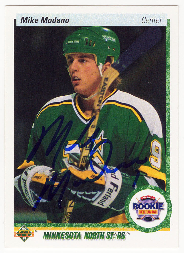 Mike Modano Dallas Stars Autographed Minnesota North 1990 91 Upper Deck-Powers Sports Memorabilia