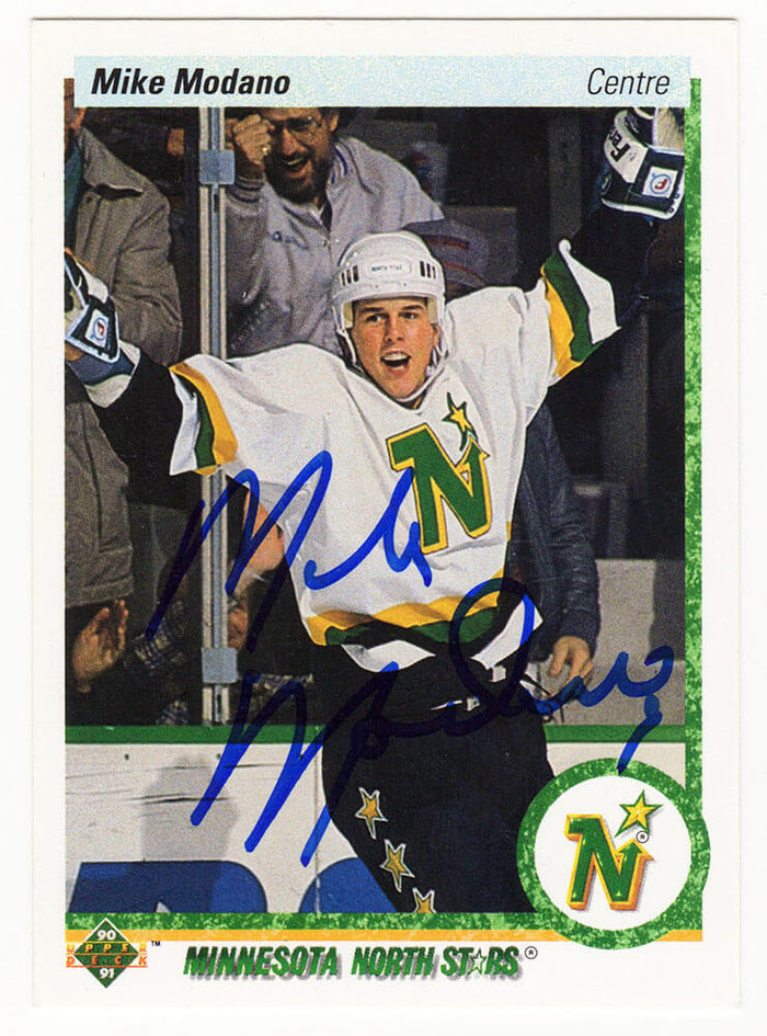 Mike Modano Autographed Minnesota North Stars 1990-91 Upper Deck Hockey Rookie Card #46-Powers Sports Memorabilia