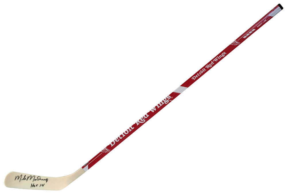 Mike Modano Autographed Detroit Red Wings Logo 48 Inch Full Size Hockey Stick with HOF'14-Powers Sports Memorabilia
