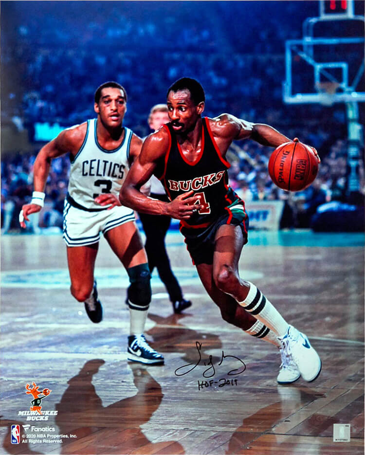 Sidney Moncrief Milwaukee Bucks Autographed Action 16x20 Photo w/ HOF 19-Powers Sports Memorabilia