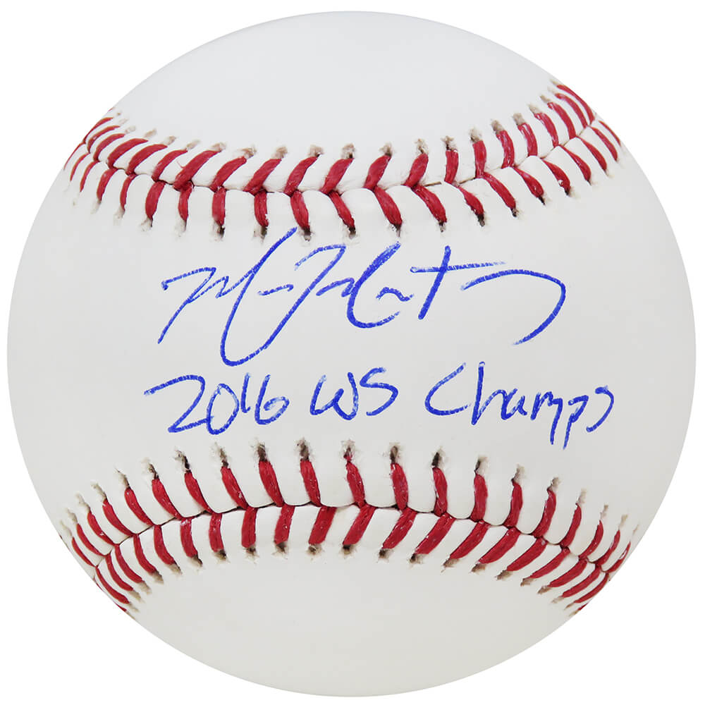 Mike Montgomery Autographed Rawlings Official MLB Baseball with 2016 WS Champs-Powers Sports Memorabilia