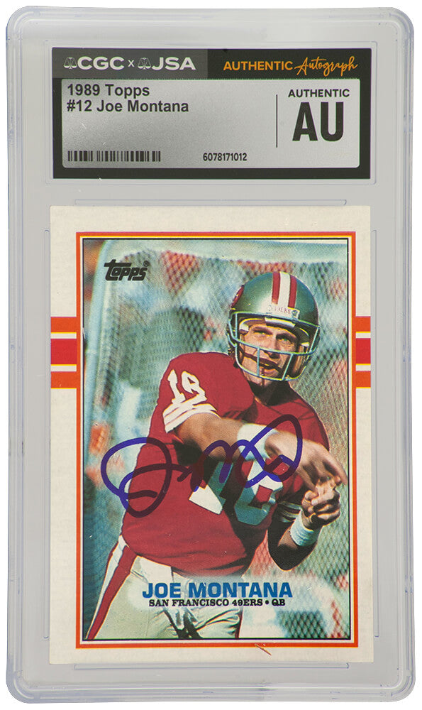 Joe Montana San Francisco 49ers Autographed 1989 Topps Football Card #12-Powers Sports Memorabilia