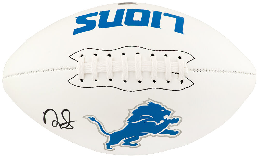 David Montgomery Detroit Lions Autographed Franklin Logo Football Fanatics-Powers Sports Memorabilia