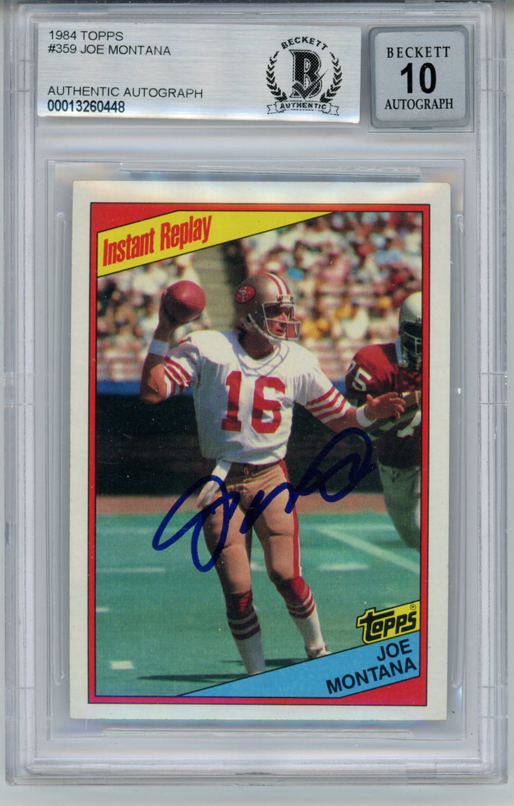 Joe Montana 1984 Topps #359 Trading Signed Card BAS 10 Slab-Powers Sports Memorabilia