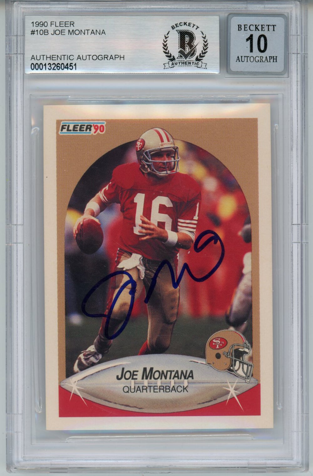 Joe Montana San Francisco 49ers Signed Card - 1990 Fleer #108 BAS 10 Slab Beckett-Powers Sports Memorabilia