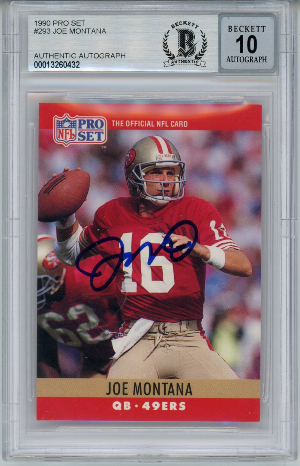 Joe Montana San Francisco 49ers Signed Card - 1990 Pro Set #293 BAS 10 Slab Beckett-Powers Sports Memorabilia